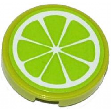 lime tile round 2 x 2 with lime fruit slice pattern sticker - set 41035