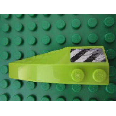 lime wedge 6 x 2 right with black danger stripes and scratches pattern sticker - set 8190