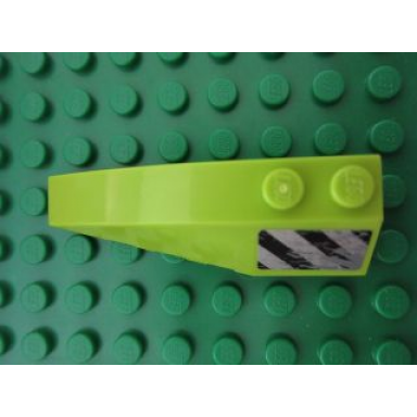 lime wedge 6 x 2 left with black danger stripes and scratches pattern sticker - set 8190