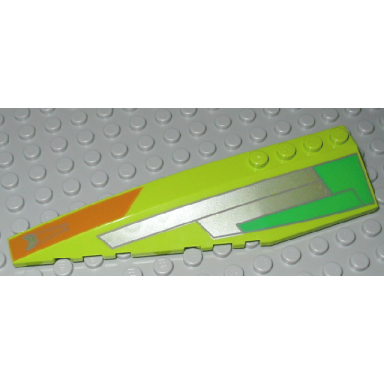 lime wedge 12 x 3 left with silver green and dark orange pattern
