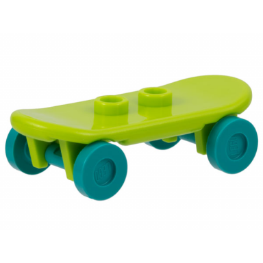 lime minifigure utensil skateboard deck with dark turquoise wheels 42511 2496