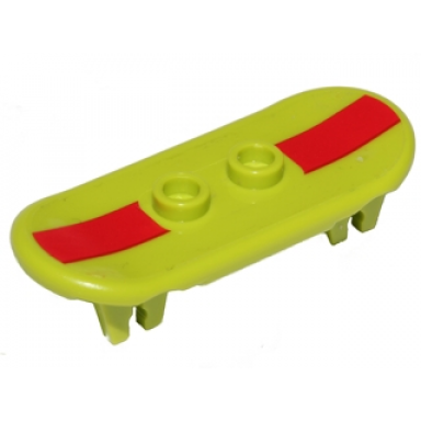 lime minifigure utensil skateboard deck with dark red stripe pattern sticker - set 71006