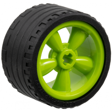 lime wheel 30.4mm d x 20mm with no pin holes and 5 large spokes with black tire 37 x 22 zr 42716 55978