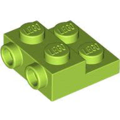 lime plate modified 2 x 2 x 2 3 with 2 studs on side - hollow bottom tube