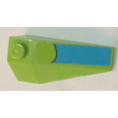 lime wedge 4 x 2 triple right with medium azure curved stripe pattern sticker - set 75902