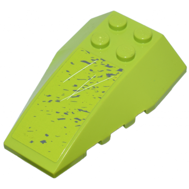 lime wedge 6 x 4 triple curved with dark bluish gray splatters and white scratches pattern sticker - set 8960