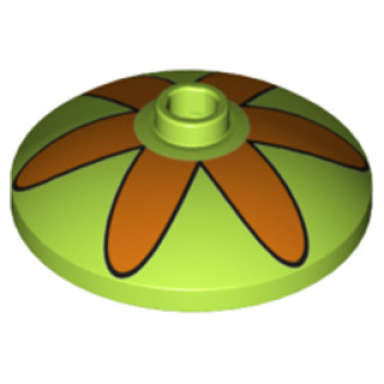 lime dish 3 x 3 inverted radar with orange flower 6 petals pattern