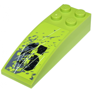lime slope curved 6 x 2 with black number 6 white scratches and dark bluish gray splatters pattern model right side sticker - set 8961