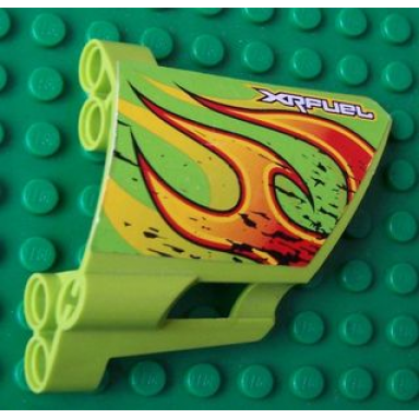 lime technic panel fairing 22 large short small hole side a with xrfuel and flames pattern sticker - set 8141