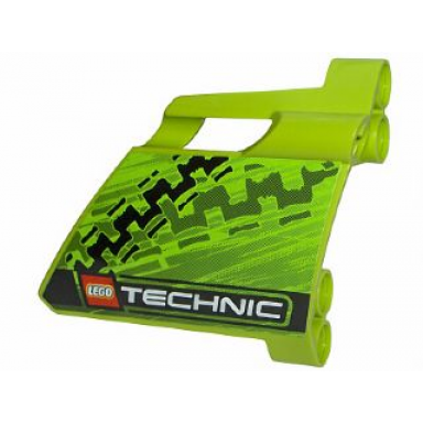 lime technic panel fairing 22 large short small hole side a with tire marks and lego technic logo pattern sticker - set 8291