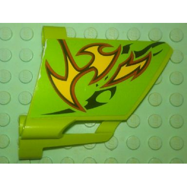 lime technic panel fairing 22 large short small hole side a with yellow flames pattern sticker - set 8649