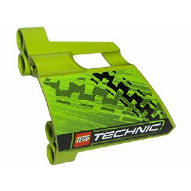 lime technic panel fairing 23 large short small hole side b with tire marks and lego technic logo pattern sticker - set 8291