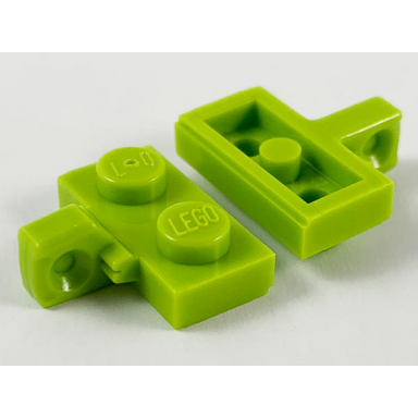 lime hinge plate 1 x 2 locking with 1 finger on side with bottom groove