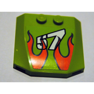 lime wedge 4 x 4 x 2 3 triple curved with flames and 57 pattern sticker - set 8165