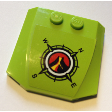 lime wedge 4 x 4 x 2 3 triple curved with volcano explorers logo compass pattern sticker - set 60125