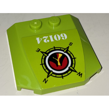 lime wedge 4 x 4 x 2 3 triple curved with volcano explorers logo compass rose white 60124 pattern sticker - set 60124