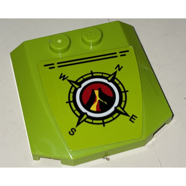 lime wedge 4 x 4 x 2 3 triple curved with volcano explorers logo compass rose black lines pattern sticker - set 60124