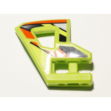 lime technic panel rc car flexible bumper right with red and black stripes on lime background pattern stickers - set 8675