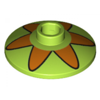 lime dish 2 x 2 inverted radar with orange flower 6 petals pattern mystery machine hubcap