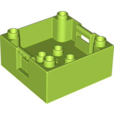 lime duplo container box 4 x 4 with studs on corners