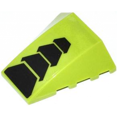 lime wedge 4 x 4 triple curved no studs with black trapezoids pattern sticker - set 70702