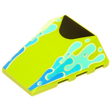 lime wedge 4 x 4 triple curved no studs with blue dark azure and medium azure water splashes and black shape pattern toy story rc hood