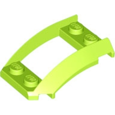 lime wedge 4 x 3 open with cutout and 4 studs