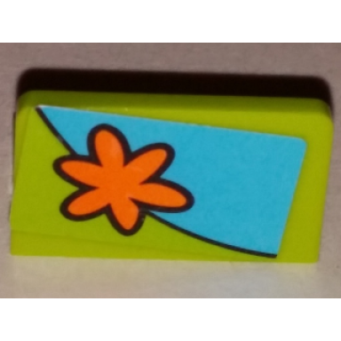 lime panel 1 x 2 x 1 with orange flower pattern model right side sticker - set 75901