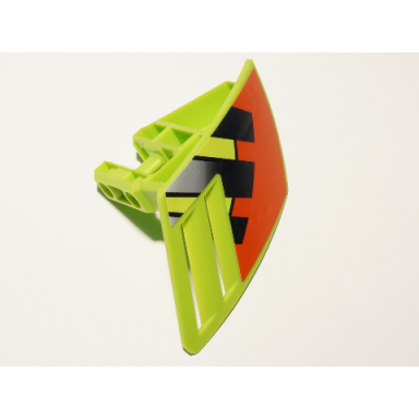 lime technic panel rc car mudguard small right with red area and black stripes pattern sticker - set 8675