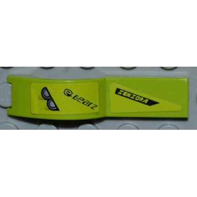 lime vehicle mudguard 1 x 4 1 2 with silver headlights and e:gearz and zenzora pattern model left side stickers - set 8186