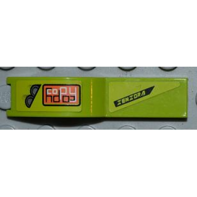 lime vehicle mudguard 1 x 4 1 2 with silver headlights and copy and zenzora pattern model right side stickers - set 8186