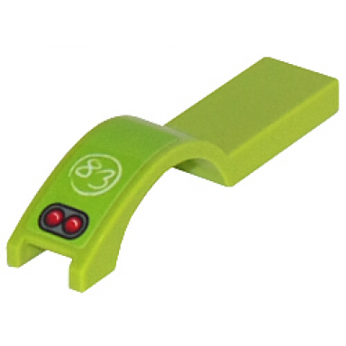 lime vehicle mudguard 1 x 4 1 2 with 2 red taillights and white circled 83 pattern model left side sticker - set 8302