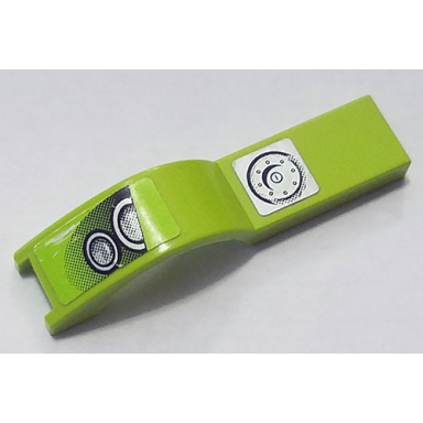 lime vehicle mudguard 1 x 4 1 2 with silver headlights and fuel cap pattern model right side stickers - set 8133