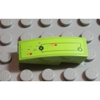 lime slope curved 3 x 1 with rectangular outline and small circle and rusted holes pattern model right sticker - set 8958