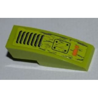 lime slope curved 3 x 1 with grille bolted plate and hab3 pattern sticker - set 8959