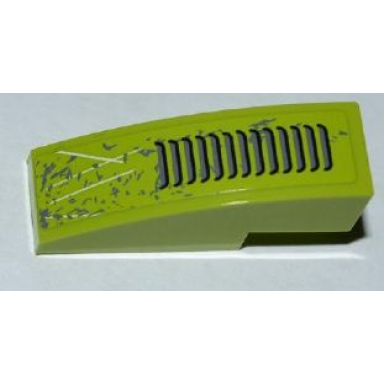lime slope curved 3 x 1 with grille splatters and scratches pattern sticker - set 8708