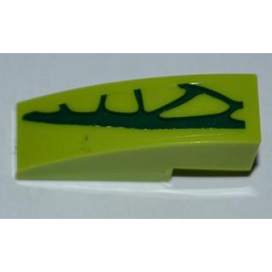 lime slope curved 3 x 1 with 4 lime scales pattern model left side sticker - set 9558