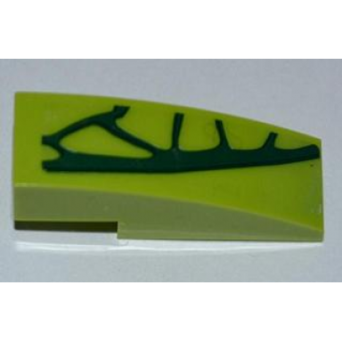 lime slope curved 3 x 1 with 4 lime scales pattern model right side sticker - set 9558
