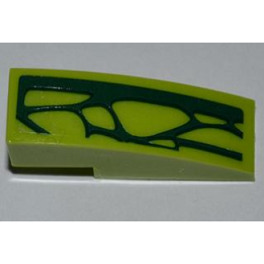 lime slope curved 3 x 1 with 7 lime scales pattern model left side sticker - set 9558