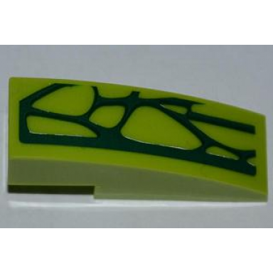 lime slope curved 3 x 1 with 7 lime scales pattern model right side sticker - set 9558