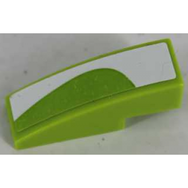 lime slope curved 3 x 1 with white curved pattern right sticker - set 8864