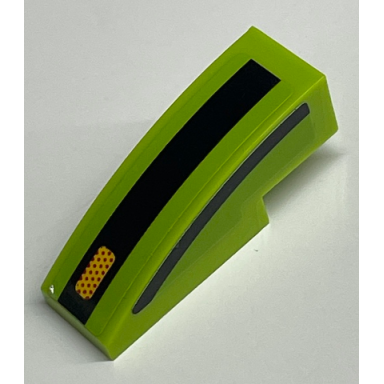 lime slope curved 3 x 1 with yellow headlight with red dots on black line on lime background pattern model left side sticker - set 75888