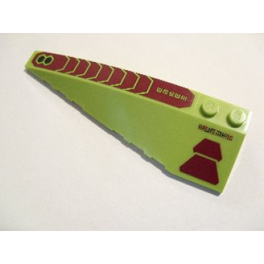 lime wedge 10 x 3 left with dark red trapezoids black hexagonals and alien characters pattern stickers - set 70703
