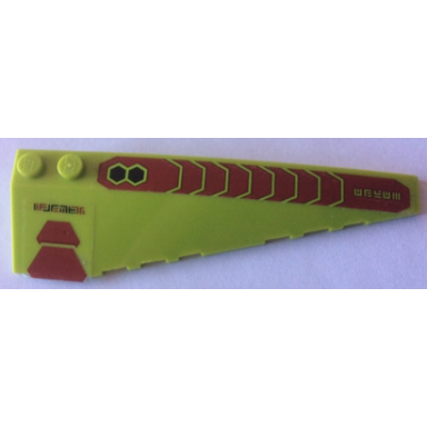 lime wedge 10 x 3 right with dark red trapezoids black hexagonals and alien characters pattern stickers - set 70703