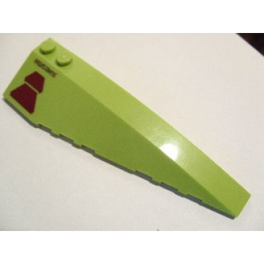 lime wedge 10 x 3 right with dark red trapezoids and alien characters pattern sticker - set 70703