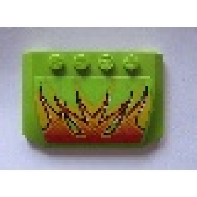 lime wedge 4 x 6 x 2 3 triple curved with flames on lime background pattern sticker - set 8141