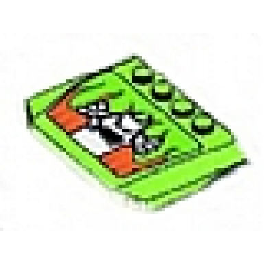 lime wedge 4 x 6 x 2 3 triple curved with flames and white ghost pattern sticker - set 8165