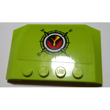 lime wedge 4 x 6 x 2 3 triple curved with volcano explorers logo compass rose pattern sticker - set 60122
