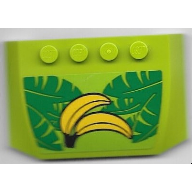 lime wedge 4 x 6 x 2 3 triple curved with bananas and green leaves pattern sticker - set 40529