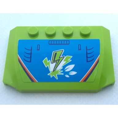 lime wedge 4 x 6 x 2 3 triple curved with lime lightning bolts leaves dark blue air intake vents dark purple orange and white stripes on dark azure background pattern sticker - set 41371